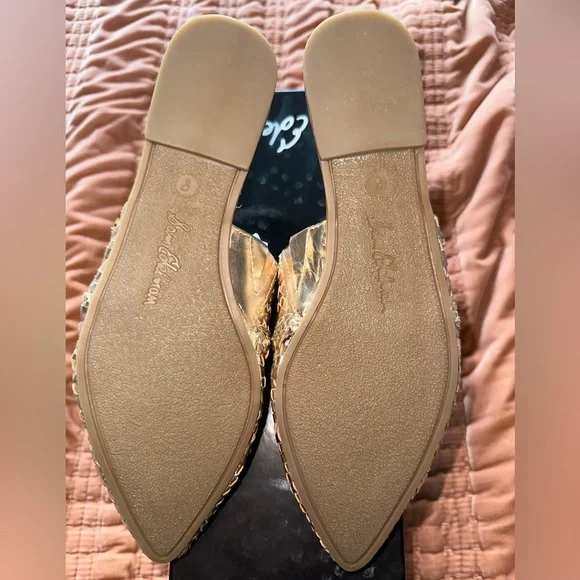 Sam Edelman Gold Woven Women's Mules - Picture 2 of 7